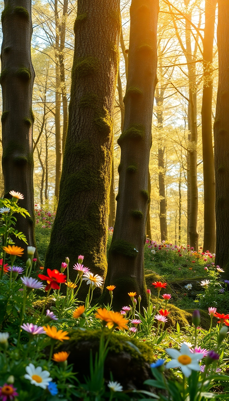 iPhone Exquisite AI Spring Forest Floor Captivating Background Copyright-Free Photo